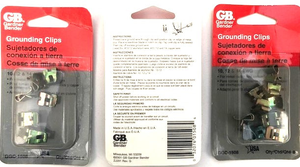 Gardner Bender GGC-1508 10, 12 & 14 Grounding Clips for Alum or Copper USA 3pks