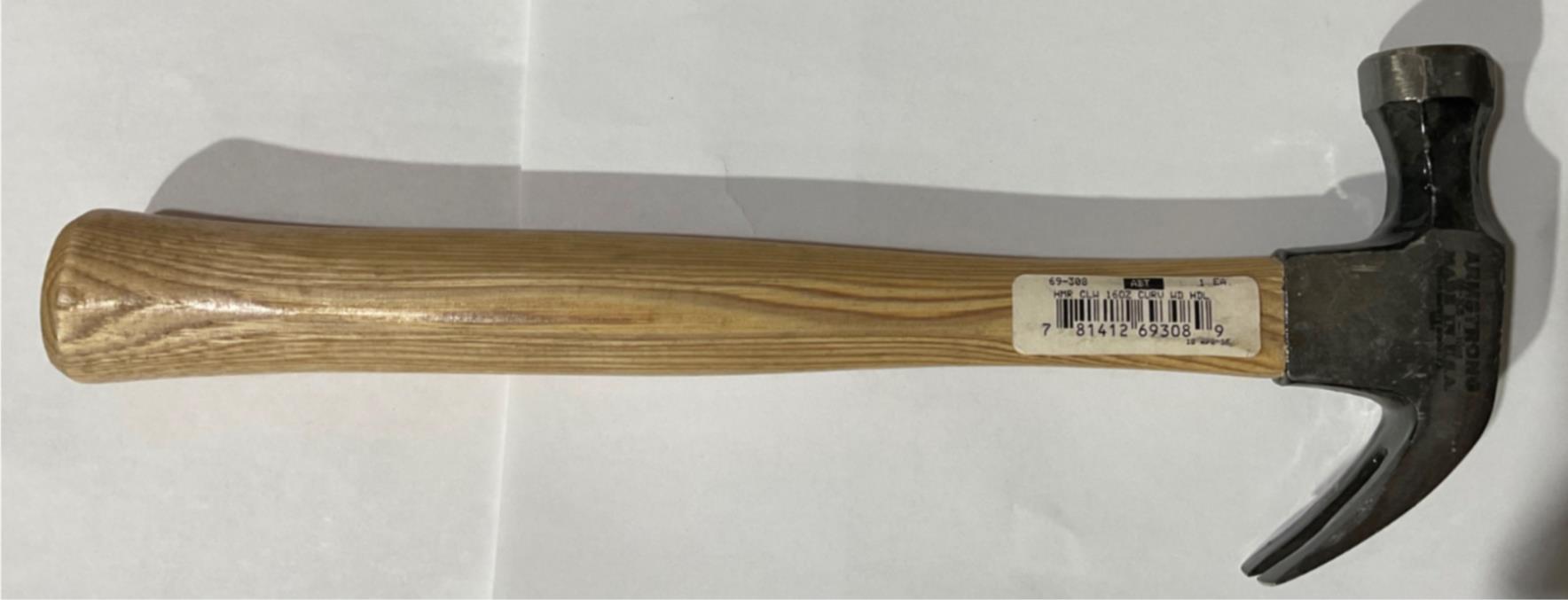 Armstrong 69-308 16oz head, curved claw, wood handle 13" OAL USA