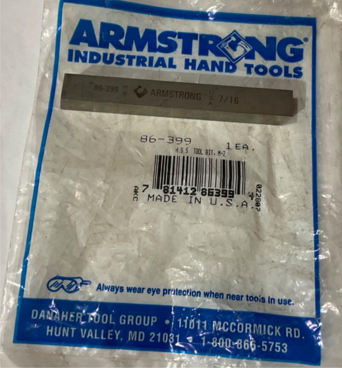 Armstrong 86-399 7/16 H.S.S. Tool Bit M-2 USA