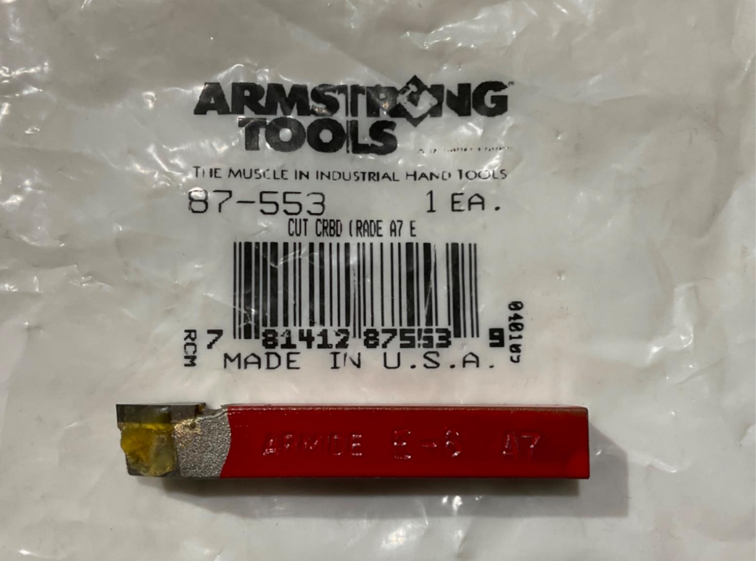 Armstrong 87-553 Cut Carbide Grade A7 E6 USA