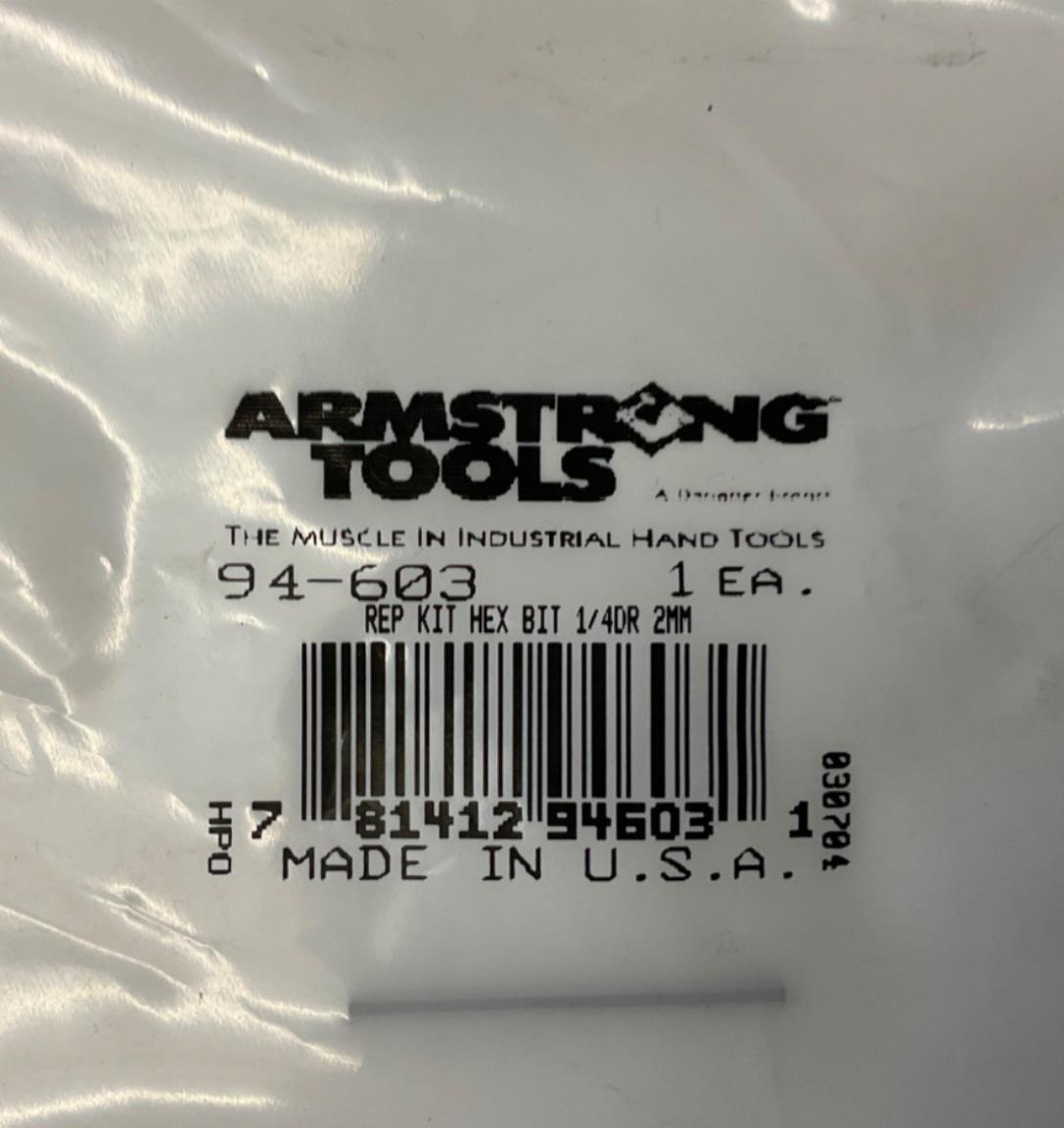 Armstrong 94-603 Rep Kit Hex Bit 1/4 Dr 2mm USA