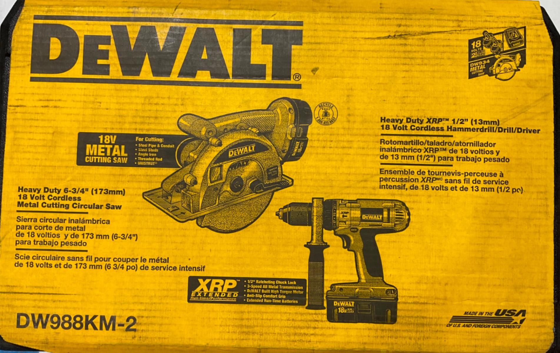 Dewalt DW988KM-2 18V Cordless Hammerdrill/Drill/Driver & Circular Saw #23