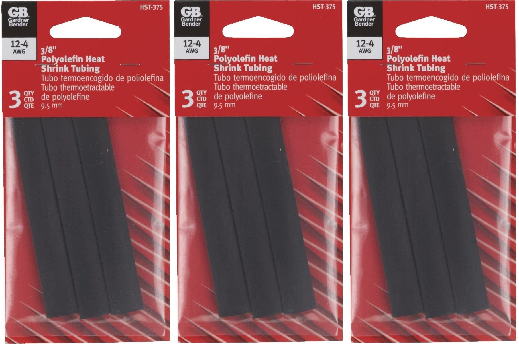 Gardner Bender HST-375 3/8" Polyolefin Heat Shrink Tubing (3 Packs of 3)