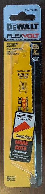 Dewalt FLEXVOLT DWAFV461418 6" 14/18TPI Metal Recip Saw Blade 5PK USA