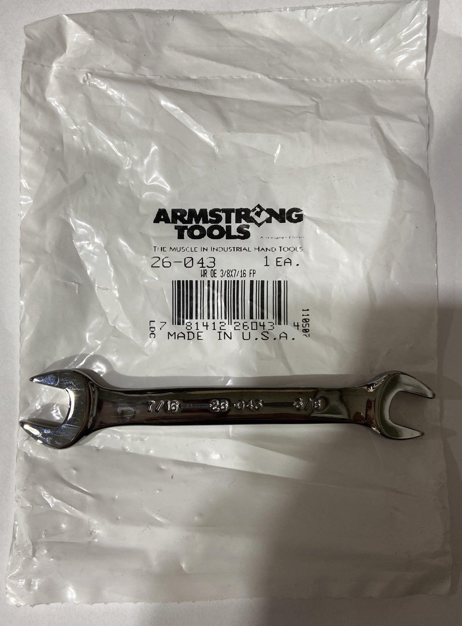 Armstrong 26-043 Double Open End Wrench 3/8IN by 7/16IN USA
