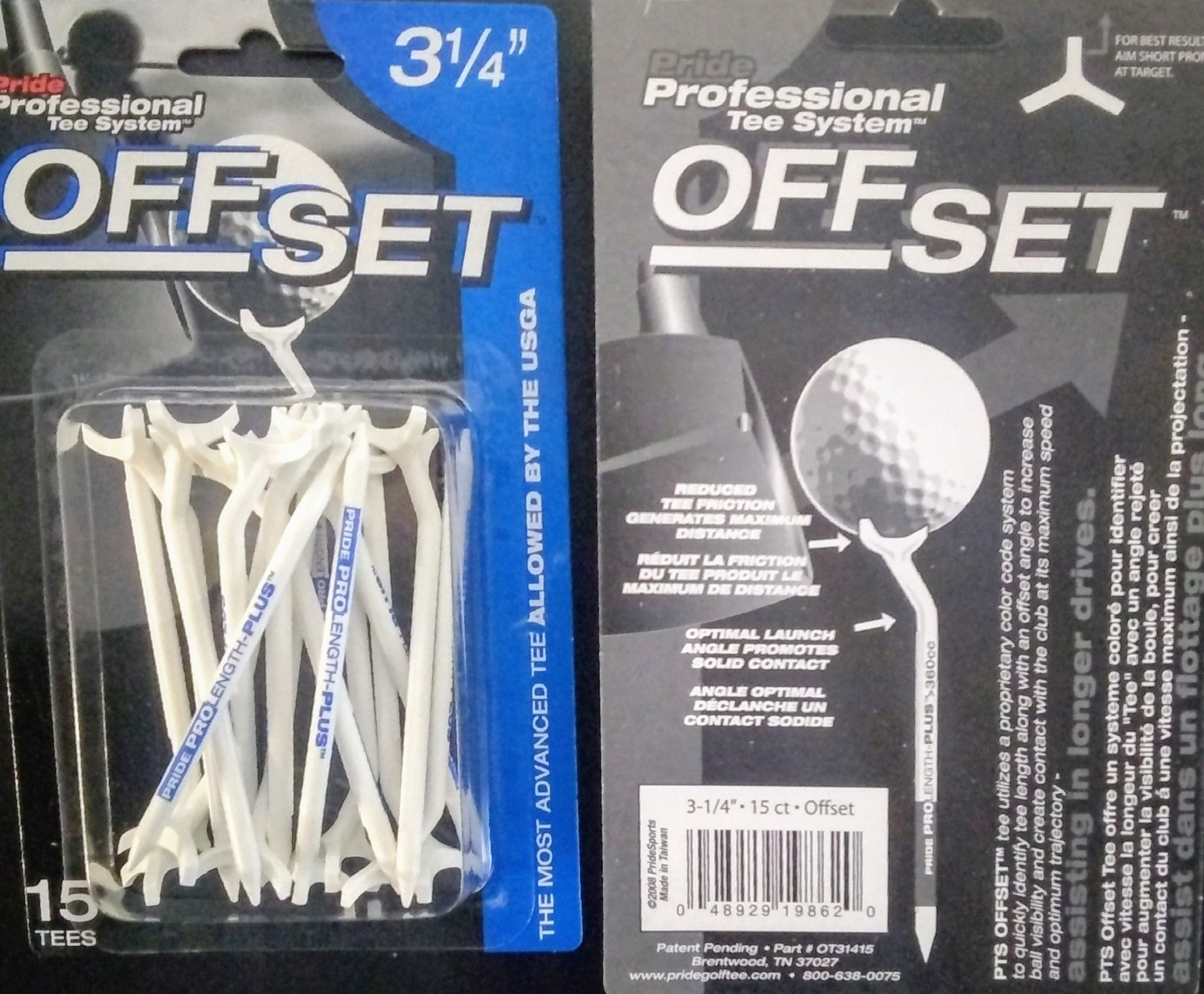 Pride OT31415 Professional Offset Golf Tees 3-1/4" 2 packs of 15pcs