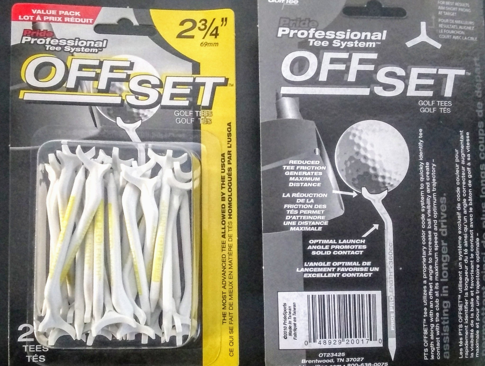 Pride OT23425 Professional Offset Golf Tees 2-3/4"-2 packs of 25/50pcs