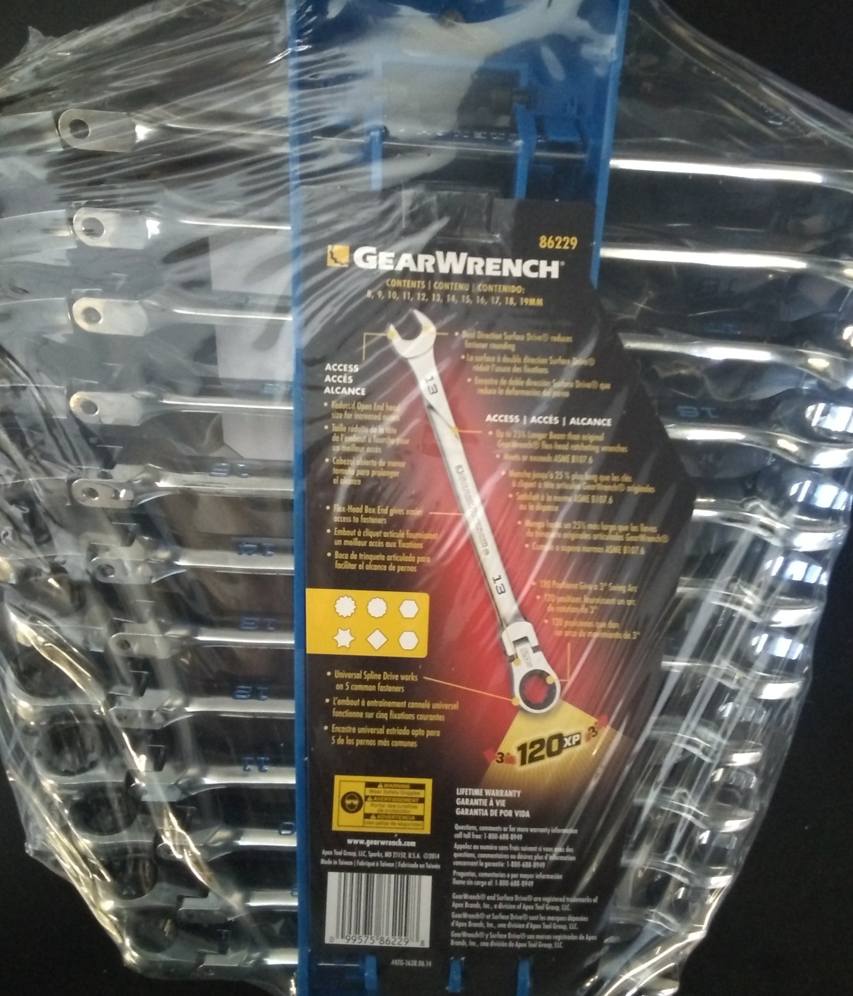 GearWrench 86229 12 Pc Flex Spline Metric 120XP XL Combo Ratcheting Wrench Set