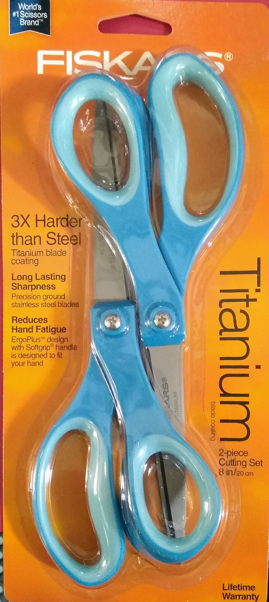 Fiskars 154090-1004 8" Everyday Titanium Scissors 2 Pack (Assorted Colors)