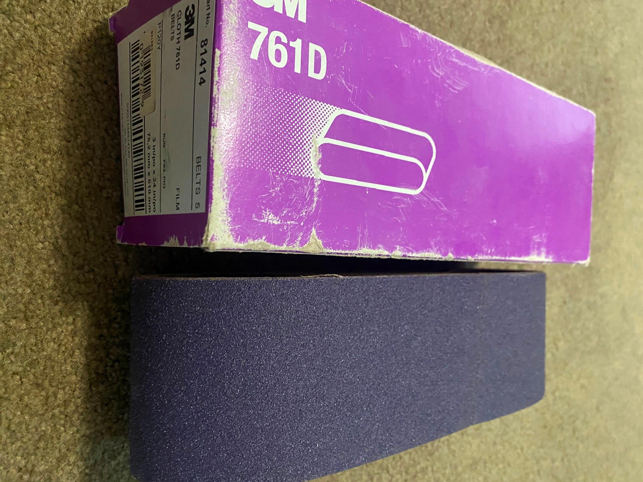 3M Cloth 761D Sanding Belts 120Y 3" W x 24" L - 81414 Purple (5 Pack)
