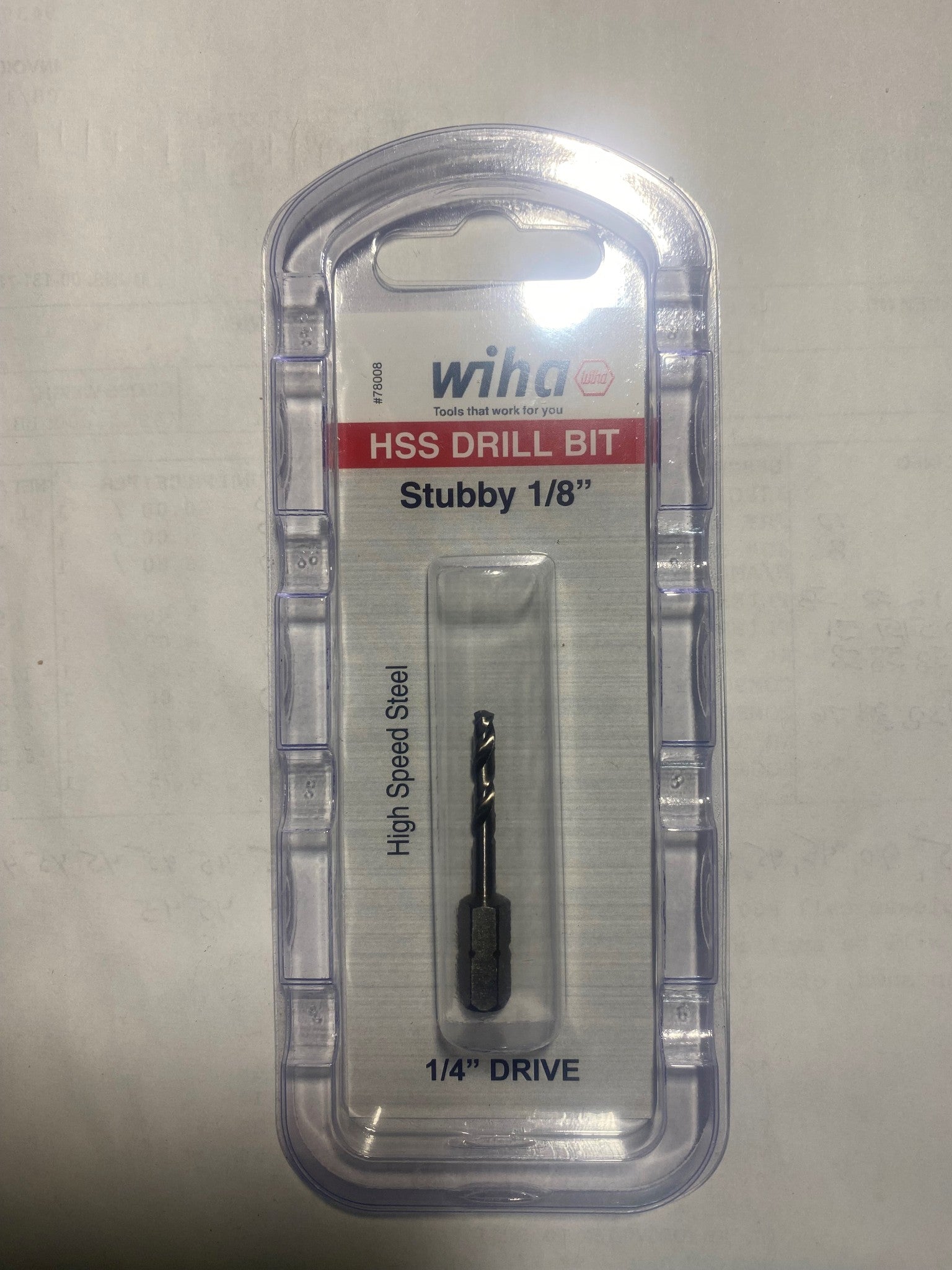 Wiha 78008 1/8" Stubby High Speed Drill Bit 1/4" Drive