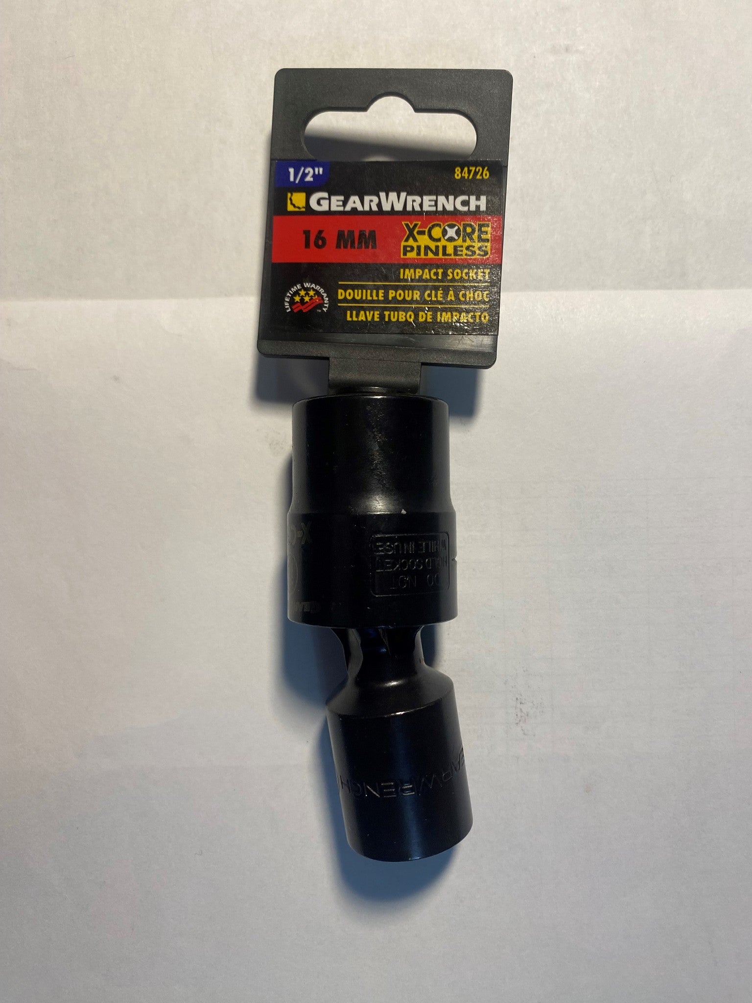 Gearwrench 84726 16mm 1/2" Dr 6 Point Pinless Impact Universal Metric Socket