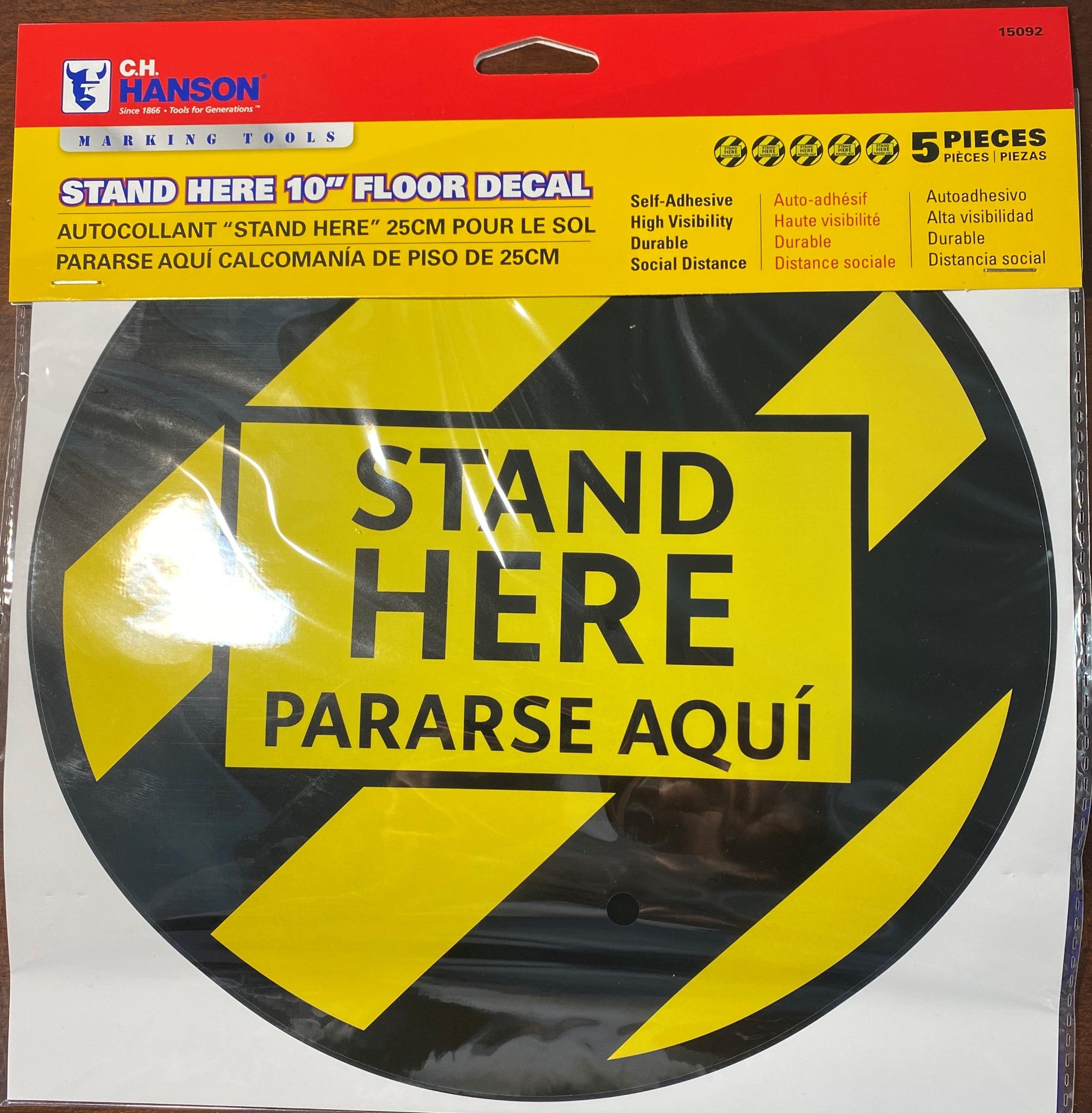 CH Hanson 15092 Stand Here Floor Decal, Yellow 5 Decals