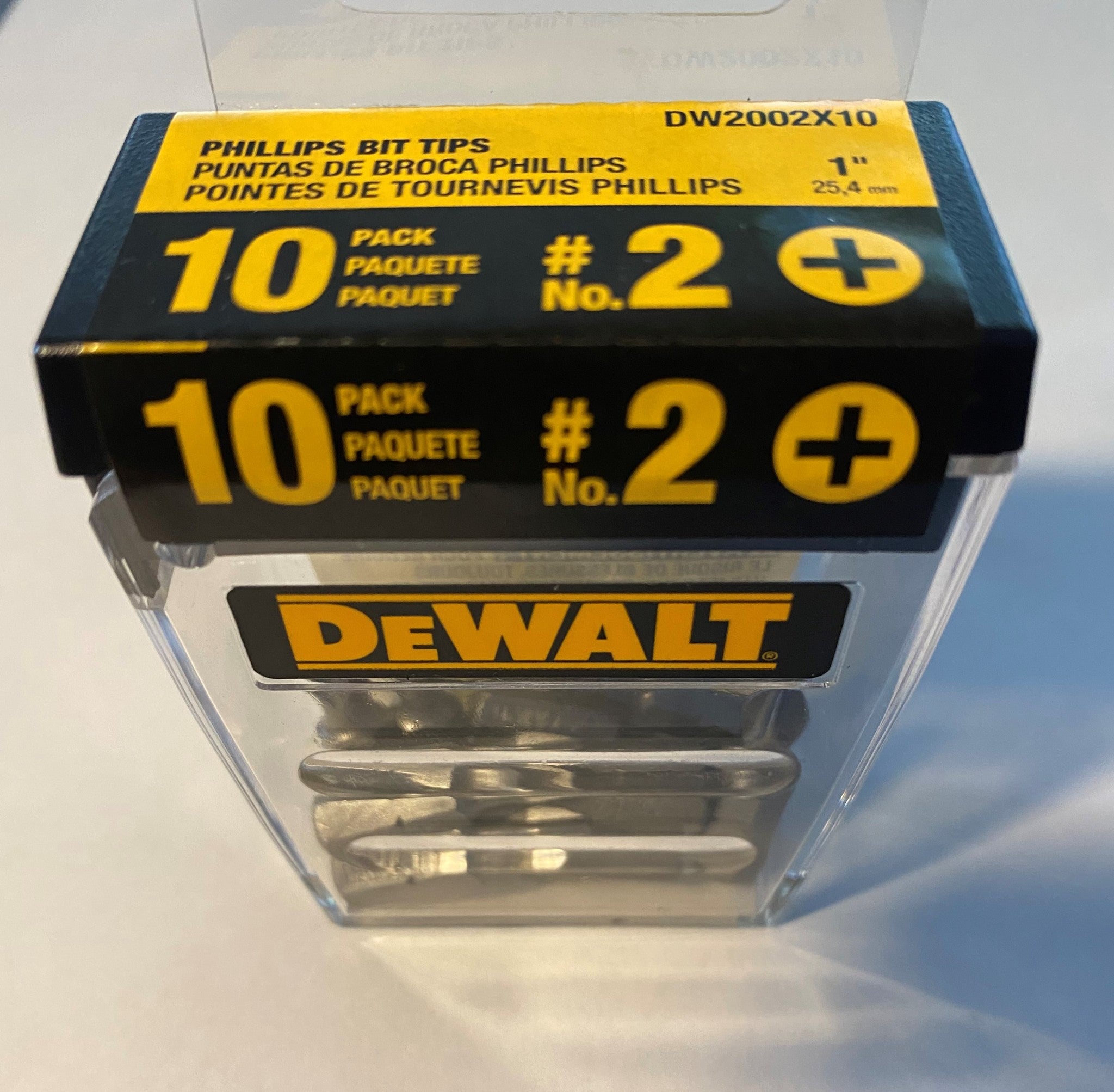 DEWALT DW2002X10 #2 Phillips 1-Inch Bit Tips with Bit Box (10-Pack)