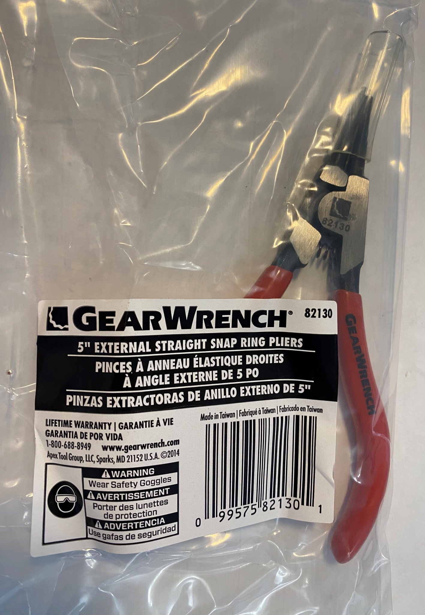 Gearwrench 82130 5" Forged External Snap Ring Pliers - Straight