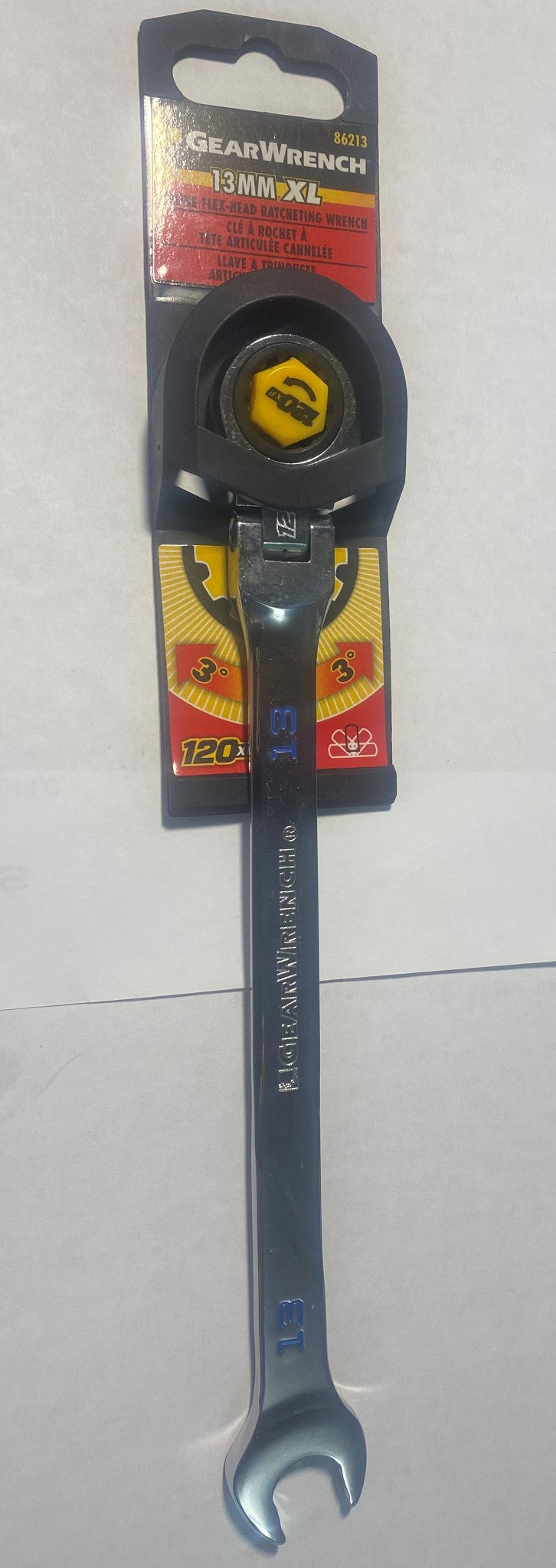 GearWrench 86213 13mm 120Xp Univ. Spline XL Flex Combination Ratcheting Wrench
