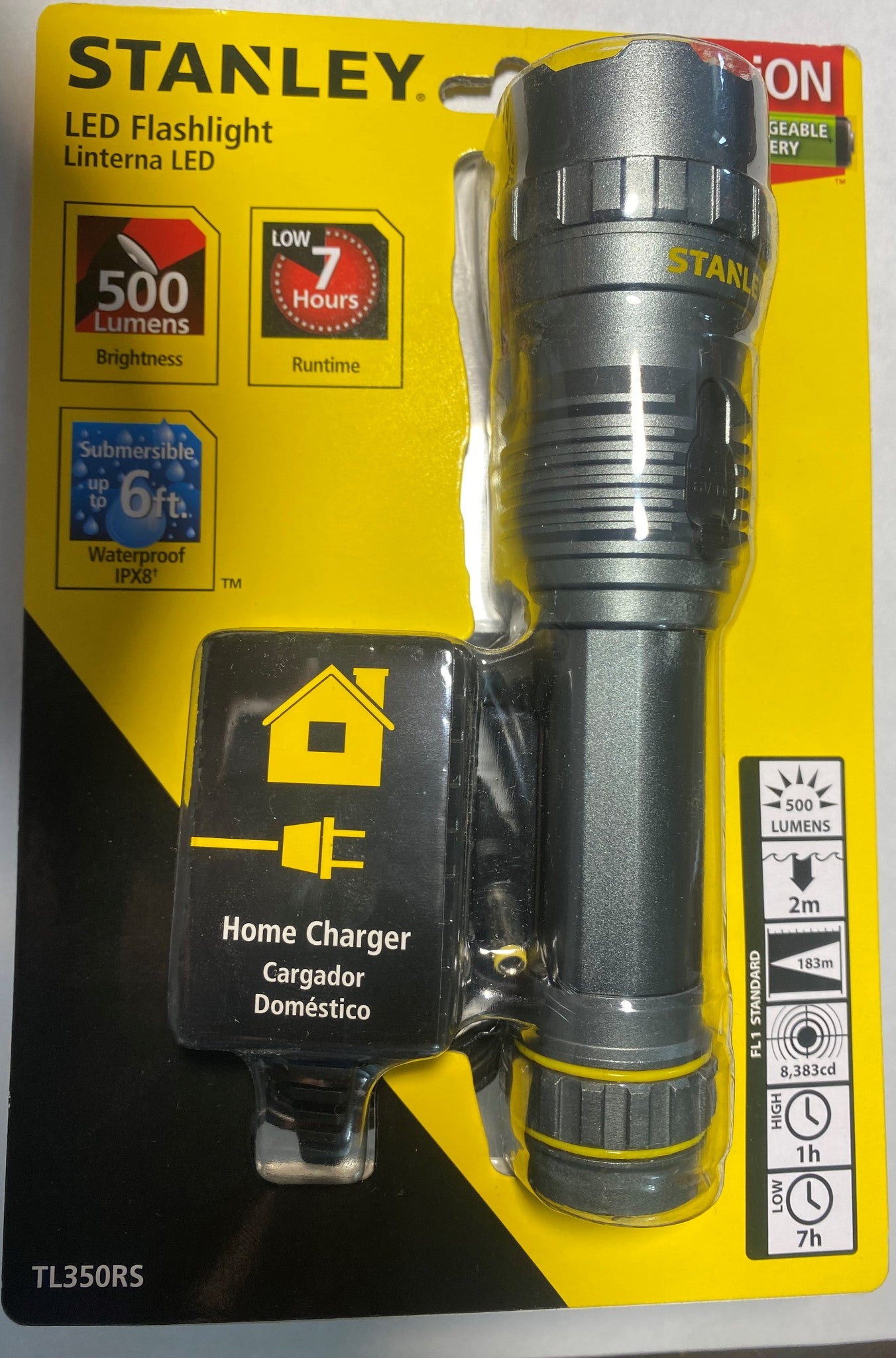Stanley TL350RS LED LI-ION Rechargeable 500 Lumen Flashlight