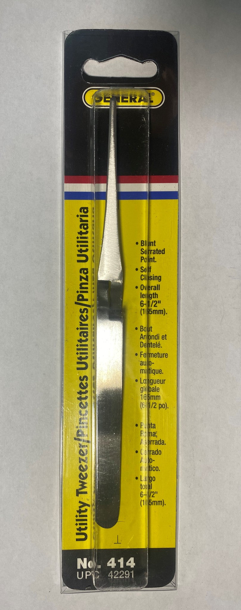 General Tools 414 - 6-1/2" Blunt Serrated Reverse-Action Utility Tweezers