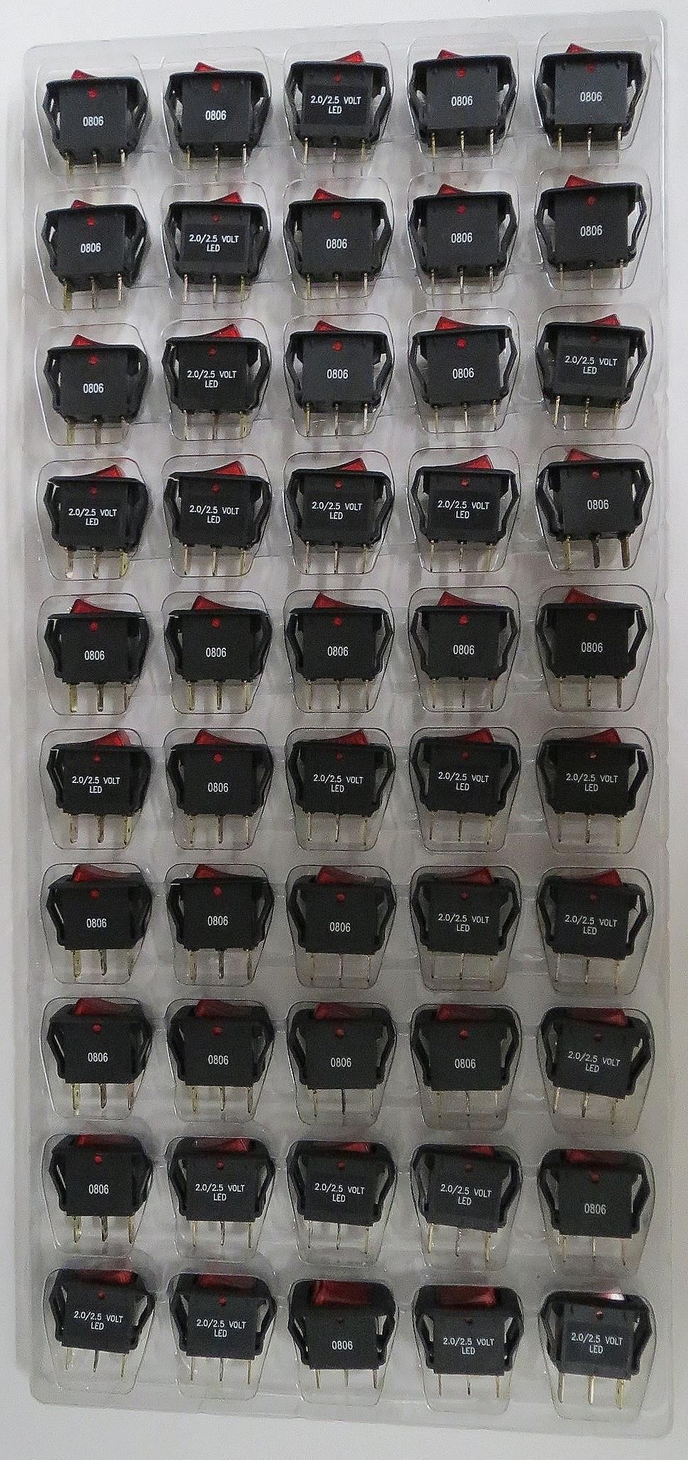 Gardner 7400017 2.0 / 2.5 Volt LED SPDT On Off Appliance Rocker Switch 50pcs