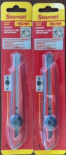 Starrett KUX040-N Small Plastic Screw Locking Utility Knife Break Away Blade 2pc