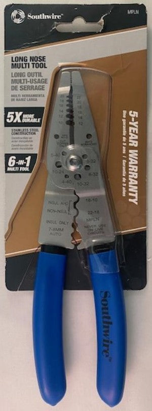 Southwire MPLN Long Nose 6-IN-1 Multi Tool Wire Stripper Stainless Steel