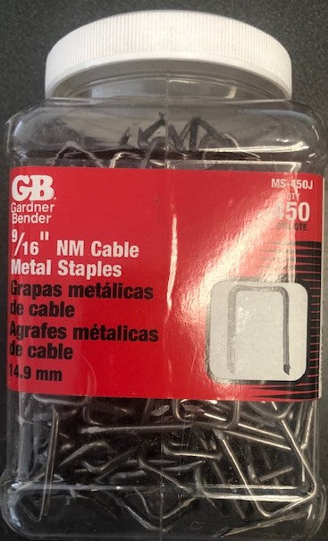 Gardner Bender MS-450J 9/16" NM Cable Metal Staples 450 Pieces USA
