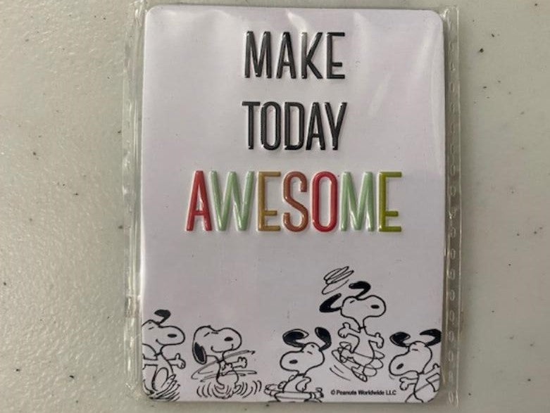 Open Road 100072 EMbossed Metal Refrigerator Magnet Peanuts "Make Today Awesome"