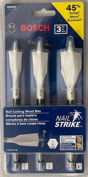 Bosch NS5003 3 Piece Nail Strike Wood-Boring Spade Drill Bit Set