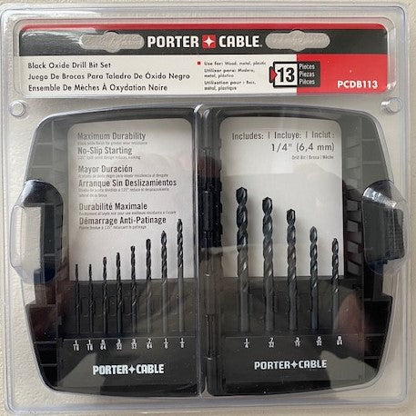 Porter Cable PCDB113 13pc Black Oxide Drill Bit Set