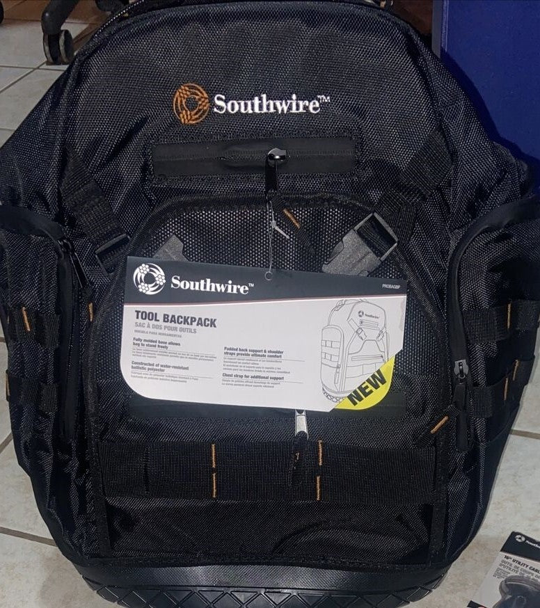 Southwire PROBAGBP Rugged Tool Backpack with Molded Base, 28 Pocket