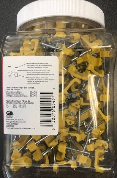 Gardner Bender PS-225JY ½" Cable Plastic Staples 225 Pieces USA