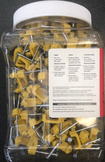 Gardner Bender PS-225JY ½" Cable Plastic Staples 225 Pieces USA