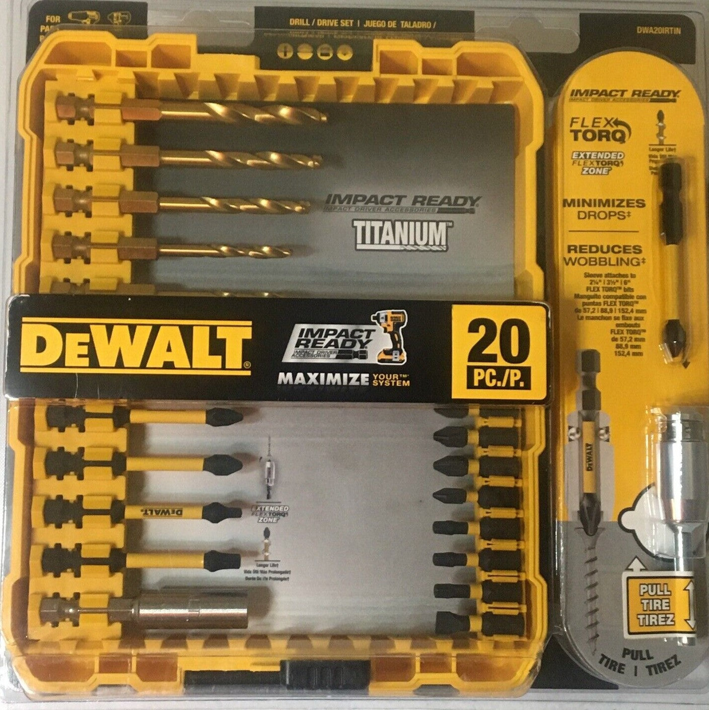 DEWALT DWA20IRTIN Impact Ready FlexTorq 20-Piece Titanium Hex Shank Screwdriver