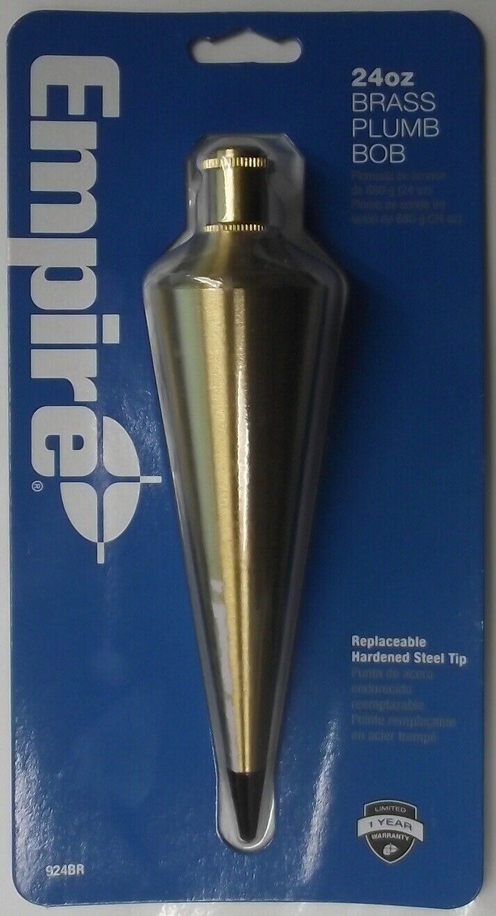 Empire 924BR 24oz Durable Brass Plumb Bob With Steel Tip