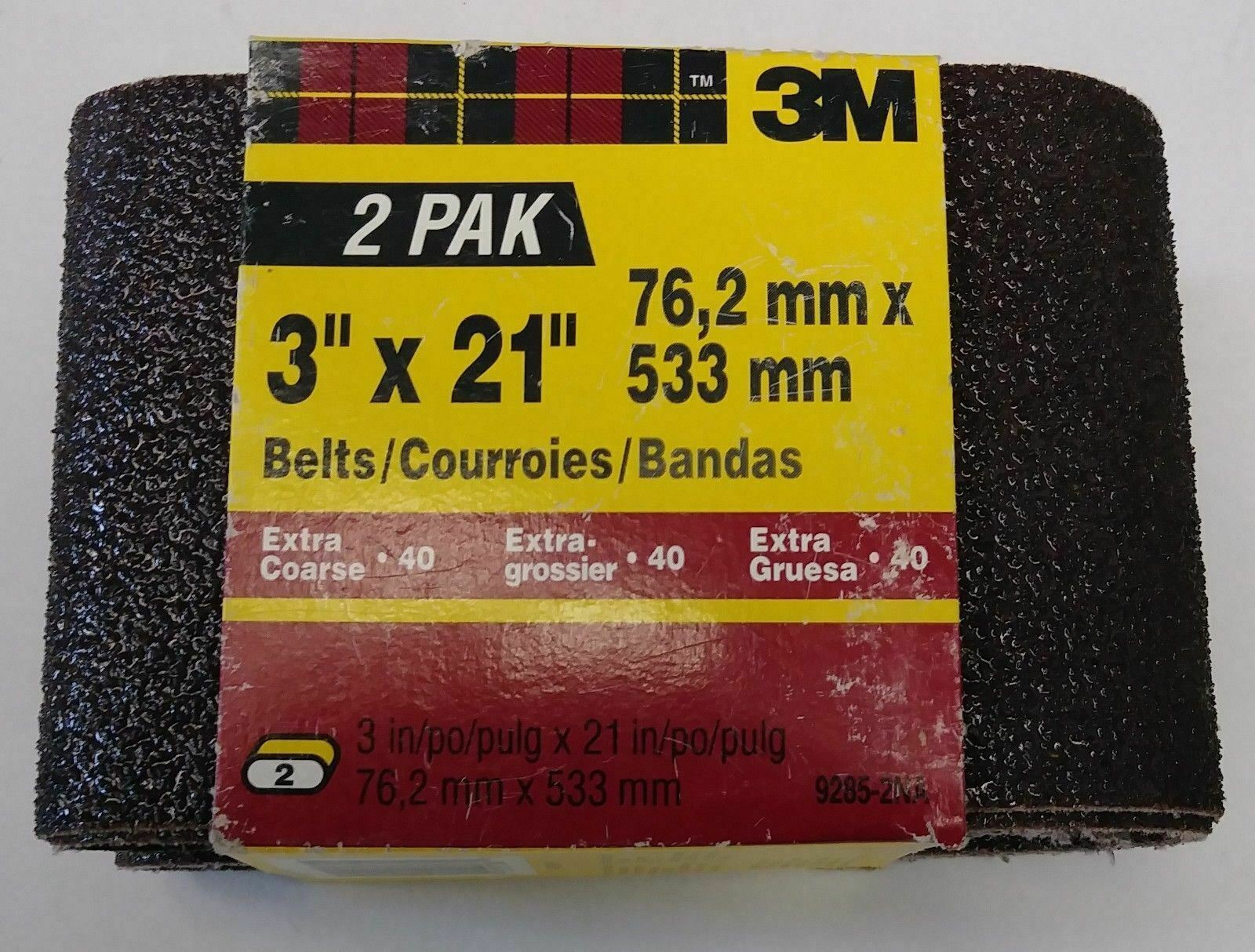 3M 9285-2NA 3" x 21" Extra Coarse 40 Grit Sanding Belts 2 Pack