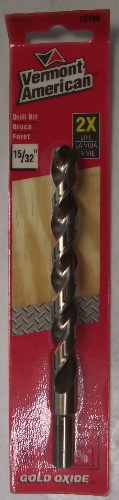 Vermont American 12180 15/32" Drill Bit Reduced Shank Gold Oxide