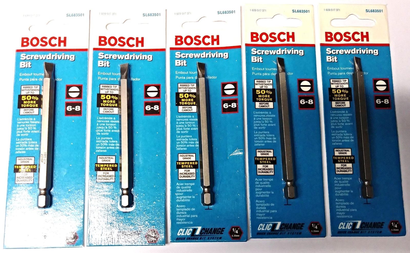 Bosch SL683501 Clic Change 6-8 Slotted Screwdriving Bit (5 Packs) USA