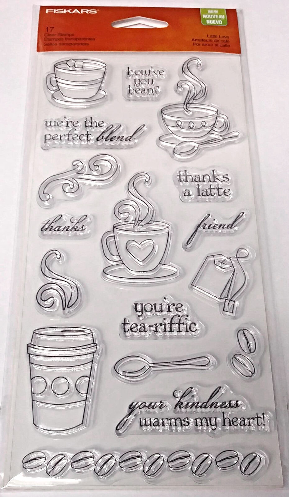 Fiskars 155110-1001 Latte Love Clear Stamps (4" x 8")