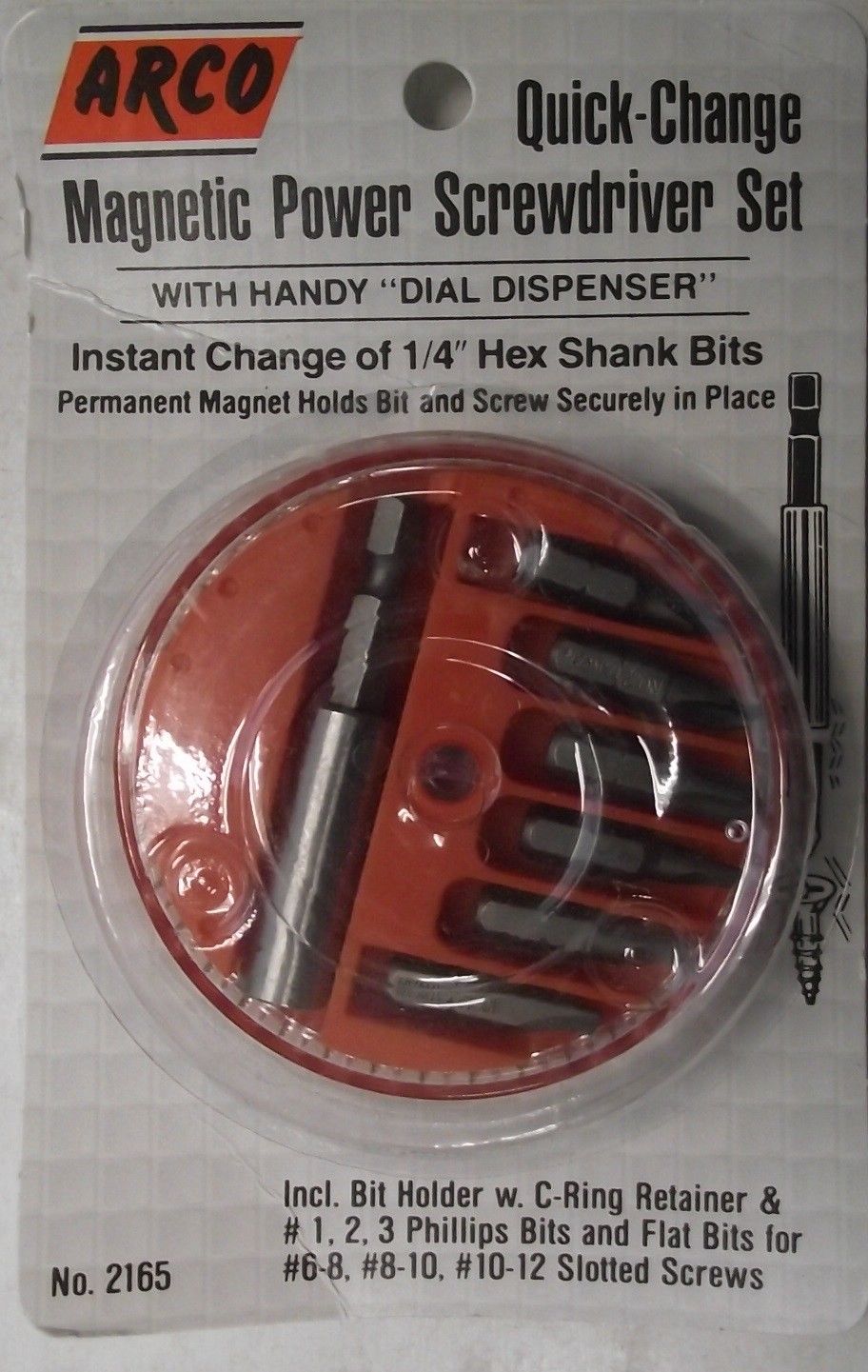 Arco 2165 Magnetic Power Screwdriver Set With Handy Dial Dispenser