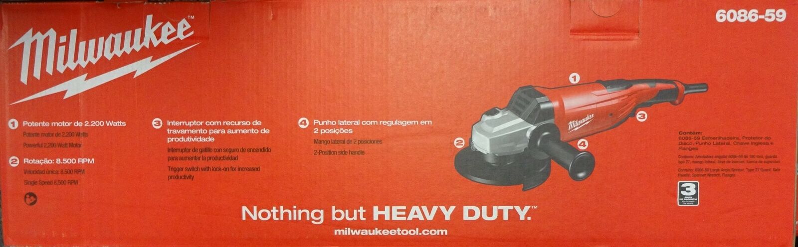 Milwaukee 6086-59 180mm Angle Grinder 220V Type C Plug (Intl. model)