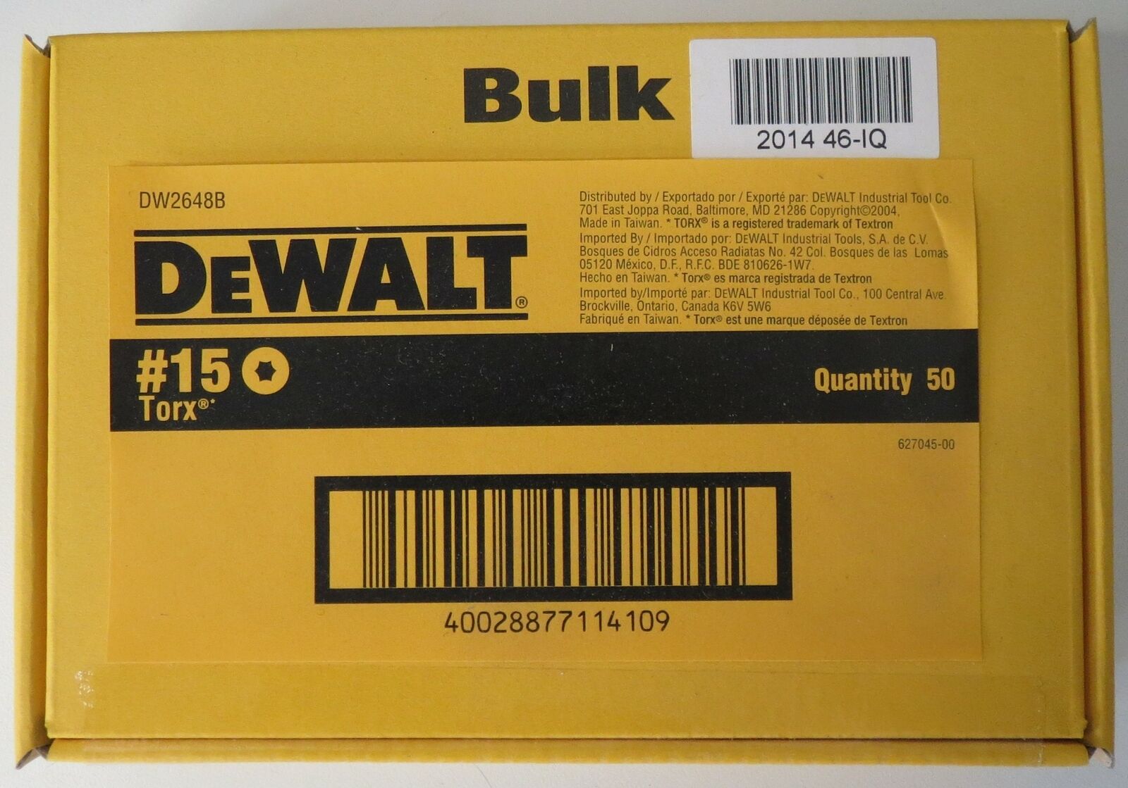 Dewalt DW2648B T15 Torx 2" Power Bit 50 Pack