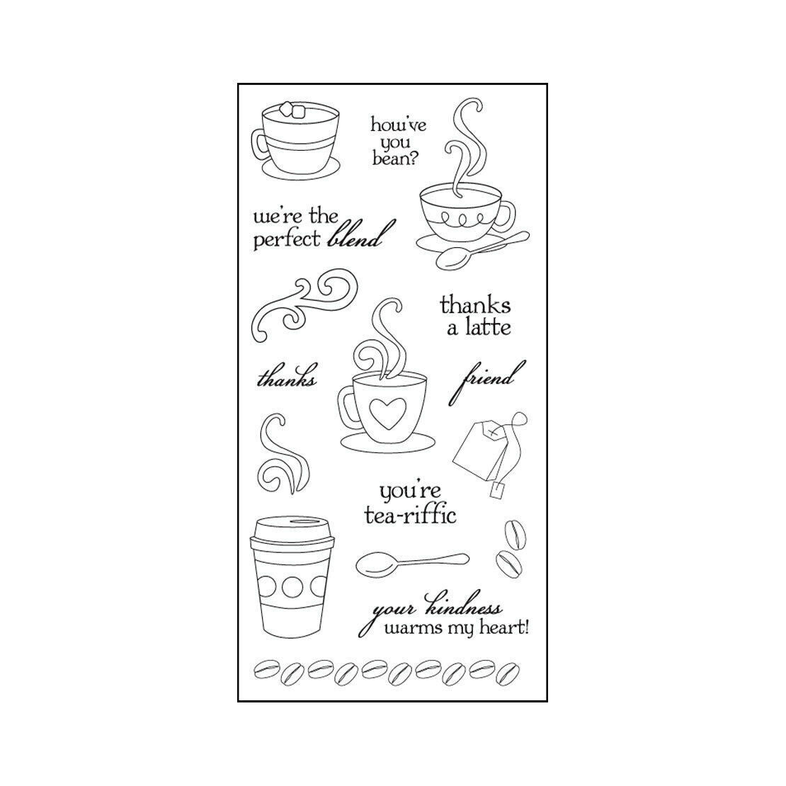 Fiskars 155110-1001 Latte Love Clear Stamps (4" x 8")