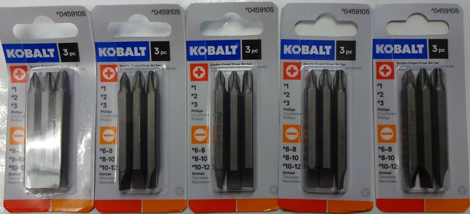 Kobalt 3-Piece Double-Ended Driver Bit Set 0459105 1873535 (5 Packs)