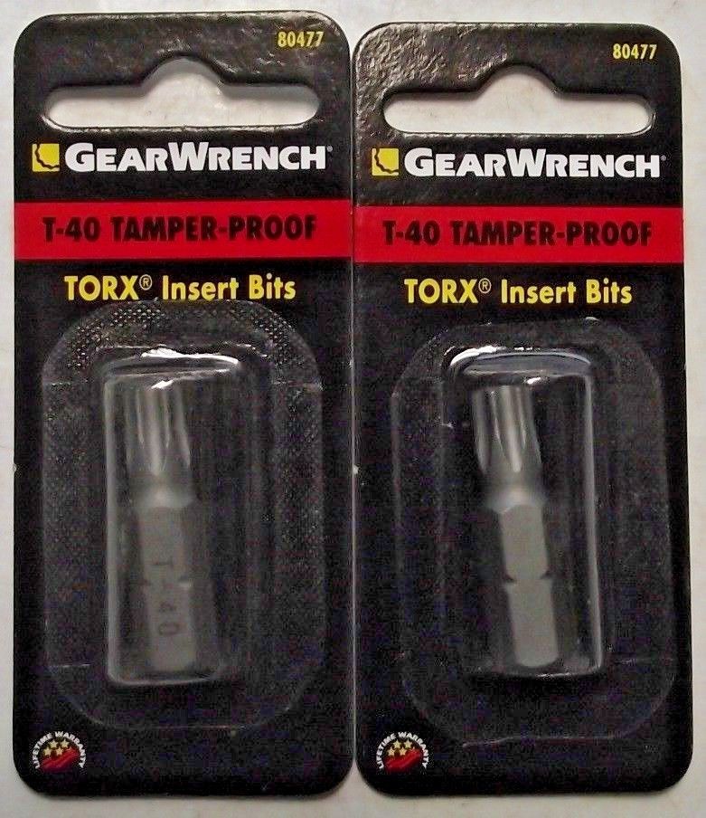 Gearwrench 80477 3/8" Drive Exchangeable Tamper-Proof Torx Bit Only T40 2pcs.