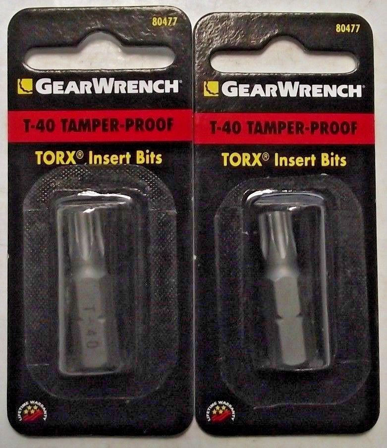 GearWrench 80477 3/8" Drive Exchangeable Tamper-Proof Torx Bit Only T40 2pcs.