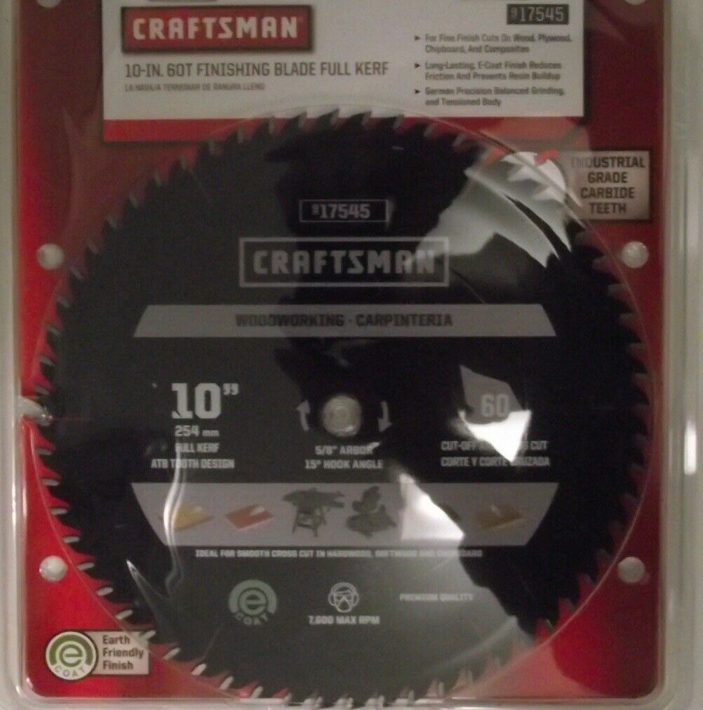 Craftsman 17545 10" x 60T Full Kerf Carbide Saw Blade Israel