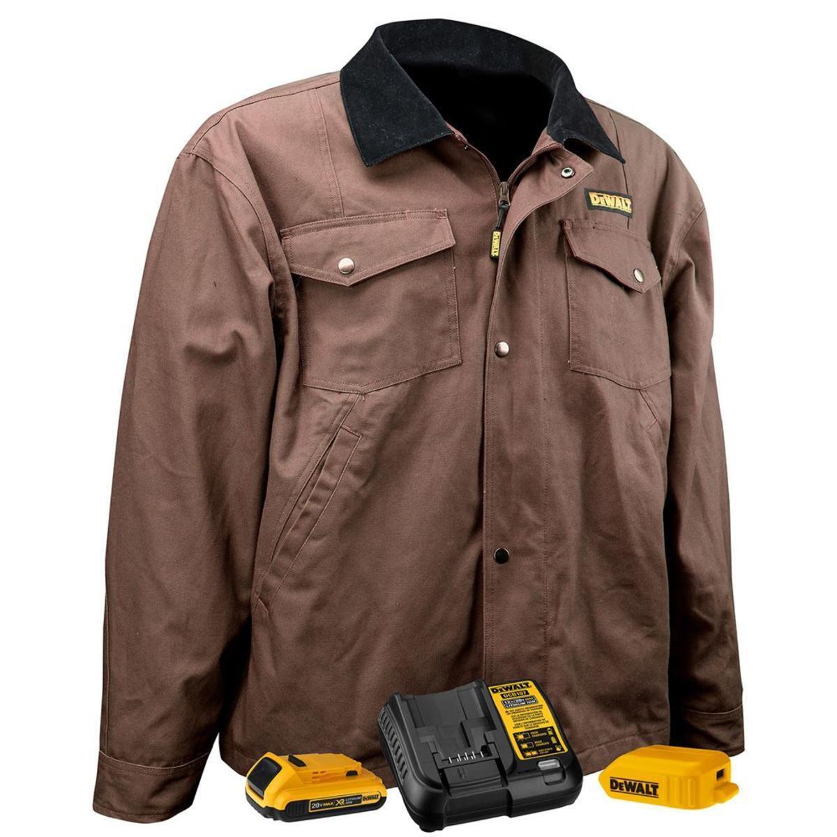 DeWalt DCHJ083TD1-M Tobacco Color 20V MAX Lithium Ion Barn Coat with Battery Kit Medium