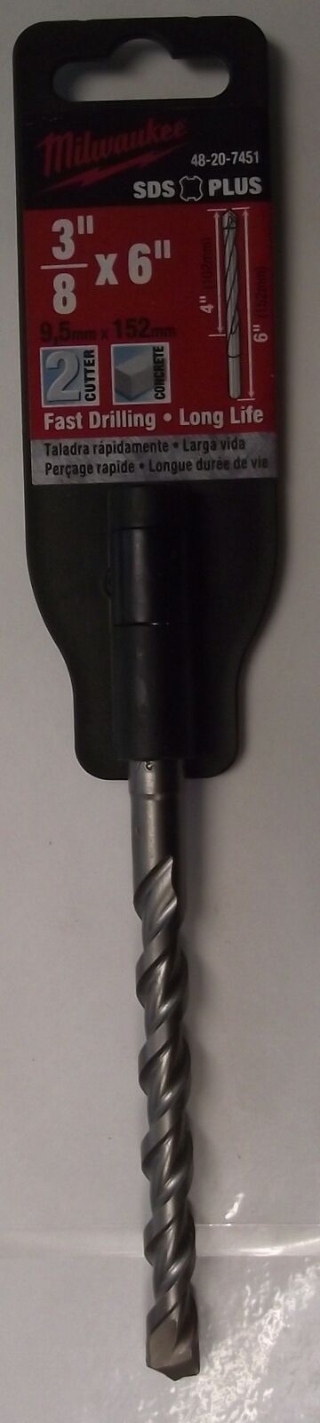 Milwaukee 48-20-7451 SDS+ 3/8" x 4" x 6" 2-Cutter Hammer Drill Bit Germany