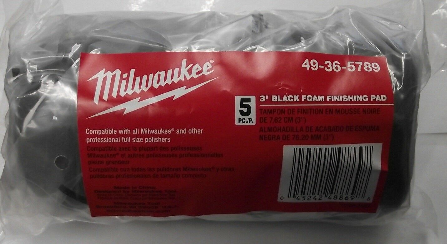 Milwaukee Electric Tools 49-36-5789 5 PC 3" Black Foam Finishing Pad