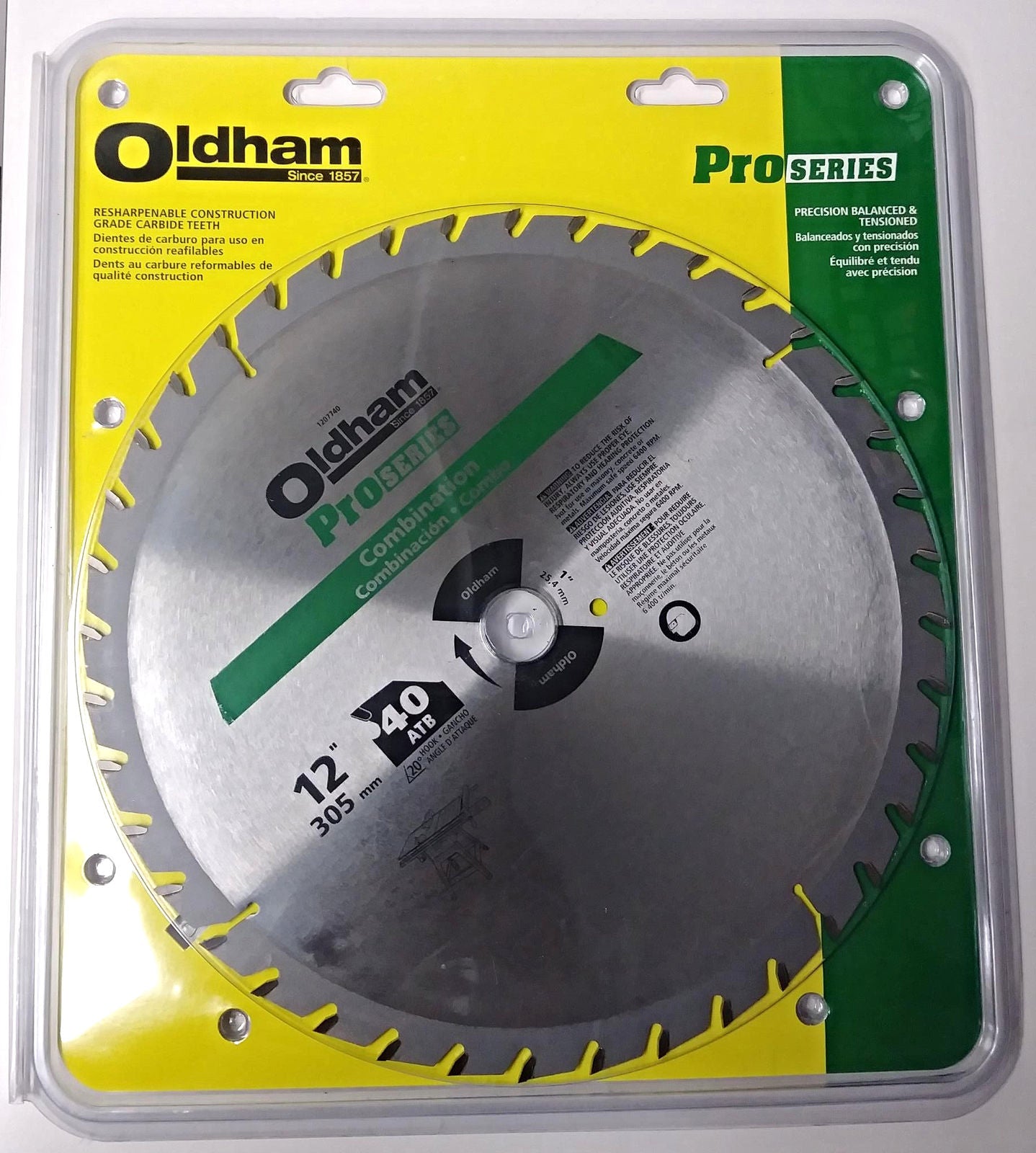 Oldham 1207740 12" x 40 ATB Combination Carbide Circular Saw Blade USA